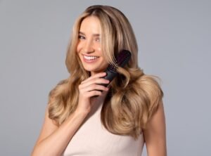 Healthy hair care routine with hair brush