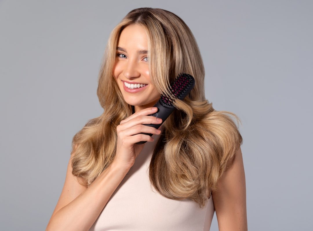 Healthy hair care routine with hair brush